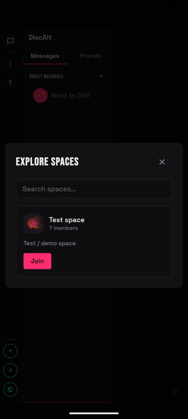 Exploring joinable Spaces in DiscAlt
